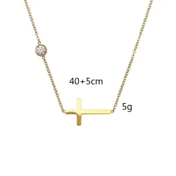 Wholesale Jewelry Casual Simple Style Cross Titanium Steel Zircon Inlay Bracelets Necklace