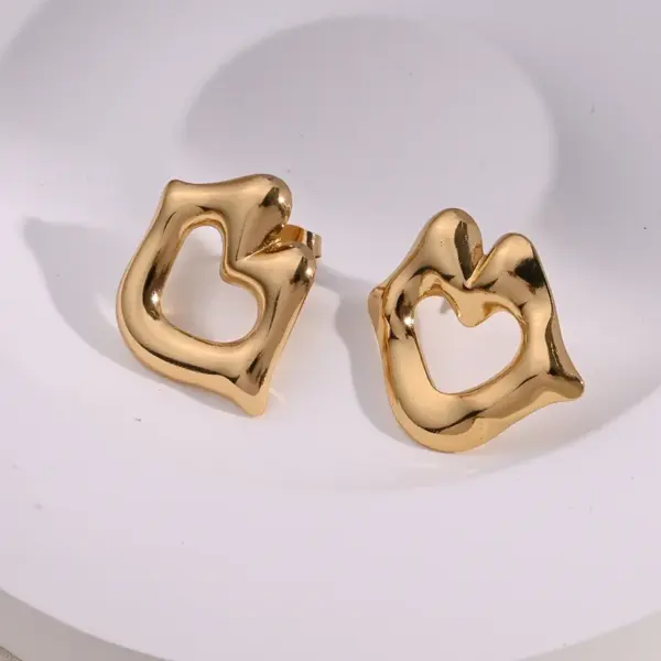 Electroplating Golden Plated Lips Red Heart 304 Stainless Steel Casual Simple Style Polishing Plating Earrings