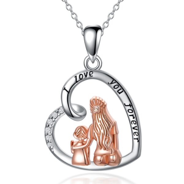 Wholesale Cross-Border Jewelry Heart-Shaped Mother's Day Mother-Daughter Necklace Two-Color Electroplating Accessories Fashion Clavicle Chain Jewelry Wholesale Pendant