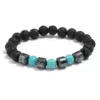 Wholesale Simple Style Geometric Turquoise Volcanic Rock No Inlaid Beaded Chain Bracelets In Bulk