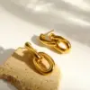 Wholesale PVD Coated Real Gold Plated Color Block 304 Stainless Steel Simple Style Classic Style Waterproof Non Tarnish Earrings