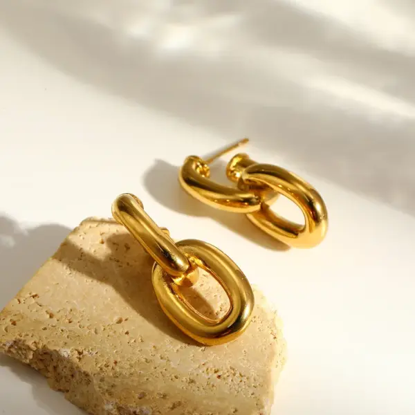 Wholesale PVD Coated Real Gold Plated Color Block 304 Stainless Steel Simple Style Classic Style Waterproof Non Tarnish Earrings