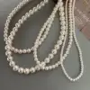 Wholesale Simple Style Geometric 18K Gold Plated Vacuum Plating PVD Coated Artificial Pearls 304 Stainless Steel Titanium Steel Beaded Necklaces Wholesale