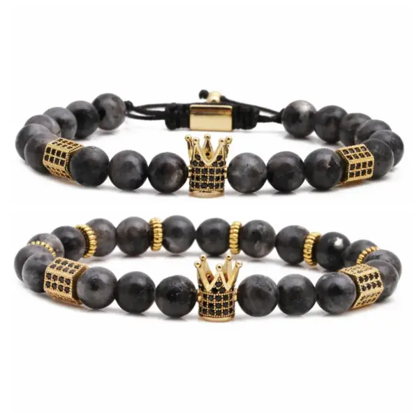 Wholesale Fashion Crown Copper Natural Stone Bracelet In Bulk