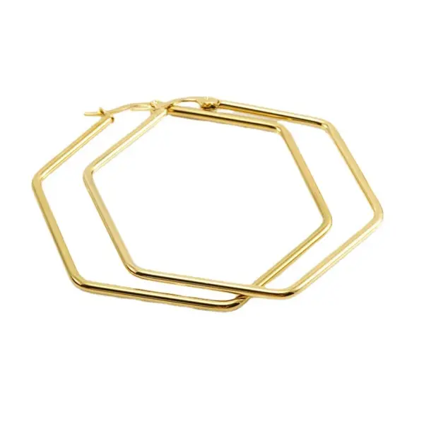 Wholesale Simple Style Hexagon Plating Titanium Steel Earrings