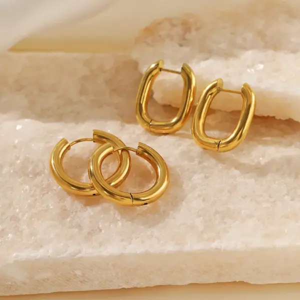 Wholesale 1 Pair Simple Style Circle Plating 304 Stainless Steel Stainless Steel Earrings