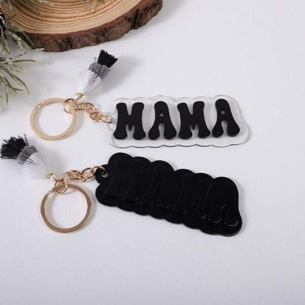 oly-ab726a77da46a1a34260507ae00e669f Wholesale Acrylic MAMA Three-layer Tassel Charm Keychain Key