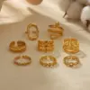 Wholesale PVD Coated Real Gold Plated 18K Gold Circle Heart Shape Snake 304 Stainless Steel Retro Waterproof Non Tarnish Open Rings