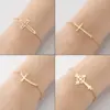 Wholesale PVD Coated 18K Gold Real Gold Plated Geometric 201 Stainless Steel Simple Style Waterproof Non Tarnish 201 Stainless Steel Bracelets