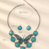 Wholesale Cross-border selling Europe and the United States exaggerated Bohemian vintage turquoise butterfly necklace earrings set jewelry manufacturers