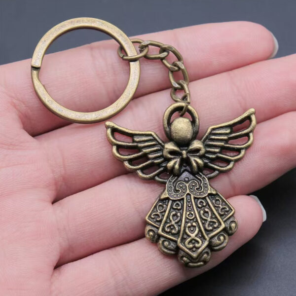 Wholesale Thanksgiving Decoration Guardian Angel Keyring Wedding Birthday Party Baptism Pendant Cross Border Angel Keychain
