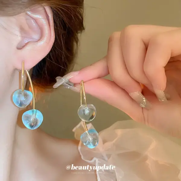 Wholesale 1 Pair Cute Sweet Cherry Resin Copper Drop Earrings