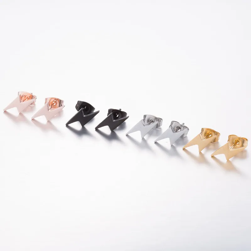 Wholesale PVD Coated 18K Gold Real Gold Plated Lightning Stainless Steel Fashion Waterproof Non Tarnish Ear Studs