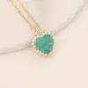 Wholesale Fashion Heart Shape Stainless Steel Copper Inlay Zircon Pendant Necklace 1 Piece