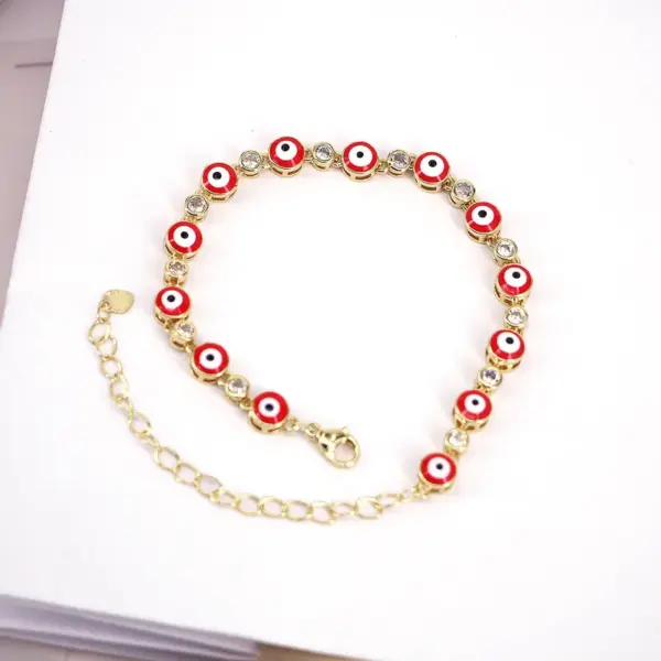 Wholesale Retro Oil Drop Zircon Devil's Eye Adjustable Eye Copper Bracelet Wholesale