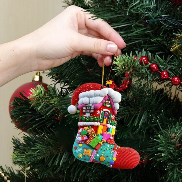 Wholesale Christmas Stocking Series Flat Holiday Pendant Keychain