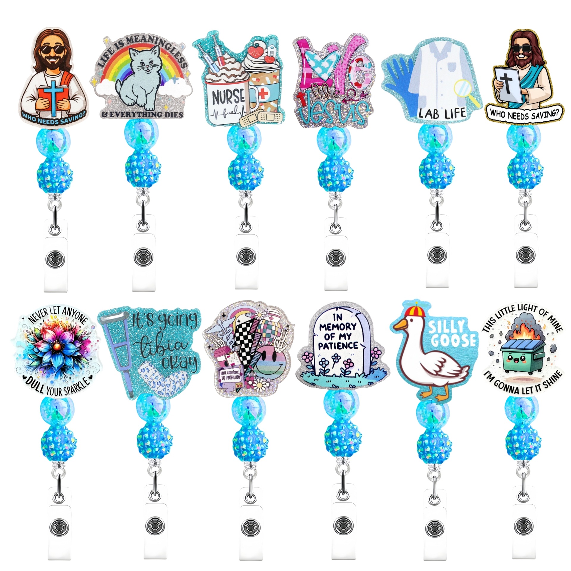 Wholesale Cross-border explosions oice work factory license plate clip badge buckle creative badge clip ill ball with bead retractable easy pull buckl