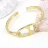 Wholesale Fashion New Inlaid Zirconium Geometric Metal Pig Nose Copper Open Bracelet Jewelry
