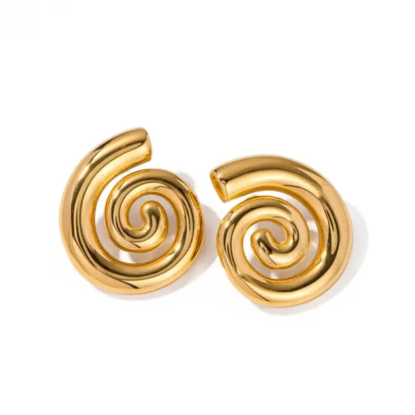 1 Pair IG Style Simple Style Solid Color Spiral 304 Stainless Steel 18K Gold Plated Stainless Steel Earrings