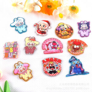 Wholesale 10pcs/pack Cute Cartoon Character Keychains Acrylic Pins Adorable DIY Accessories