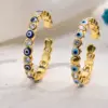 Wholesale Retro Geometric Eye Copper Zircon Open Ring In Bulk