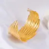 Vintage Style Roman Style Stripe Leaves Flower 304 Stainless Steel 18K Gold Plated Bangle In Bulk