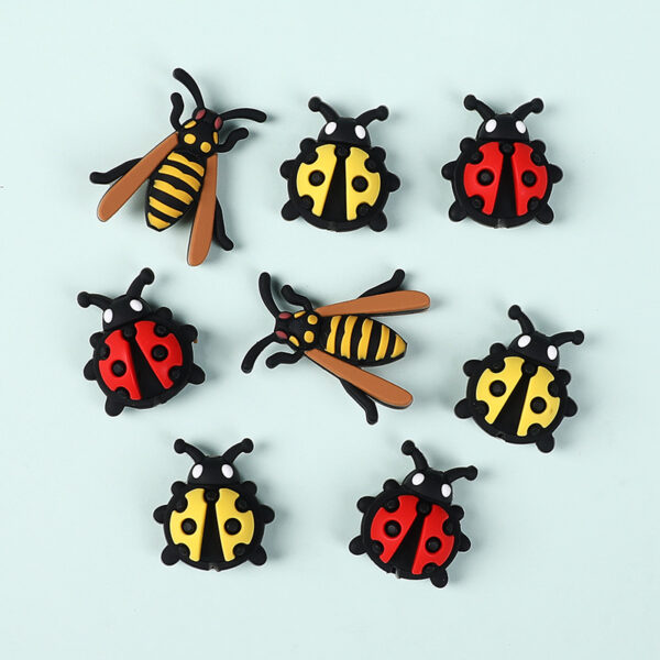 Wholesale Cross-Border New Product 3D Ladybug Silicone Beads Cartoon Jewelry Beading Material Kidsren's Jewelry Insect Silicone Beads