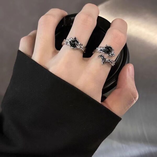 Wholesale Japanese and Korean New Dark Style Thorns Ring Female Niche Design Texture Sense Couple Ring Sense Open Ring Trendy Men