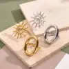 Wholesale Jewelry Casual Simple Style Sun Oval 304 Stainless Steel 18K Gold Plated Polishing Rings