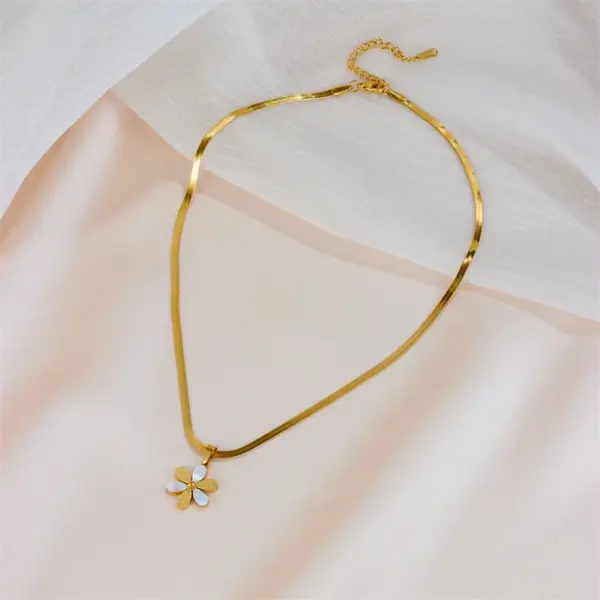 Wholesale 304 Stainless Steel Flower PVD Coated 18K Real Gold Plated Sweet Waterproof Non Tarnish Patchwork Earrings Necklace