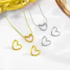 304 Stainless Steel Heart Shape Ion Plating (IP) Stone-Free 18K Gold Plated Cute Simple Style Roman Style Waterproof Non Tarnish Snake Chain Earrings Necklace