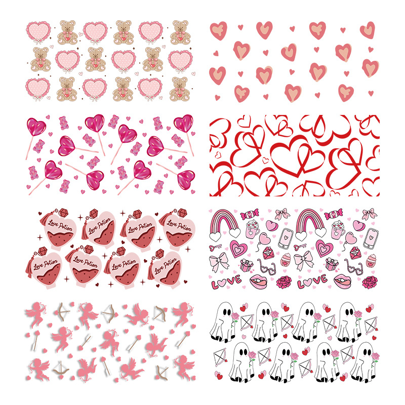 Wholesale Cute cartoon floral pattern 16oz C UV DTF Wraps