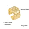 PVD Coated Real Gold Plated 18K Gold Geometric 304 Stainless Steel Fashion Waterproof Non Tarnish Open Ring