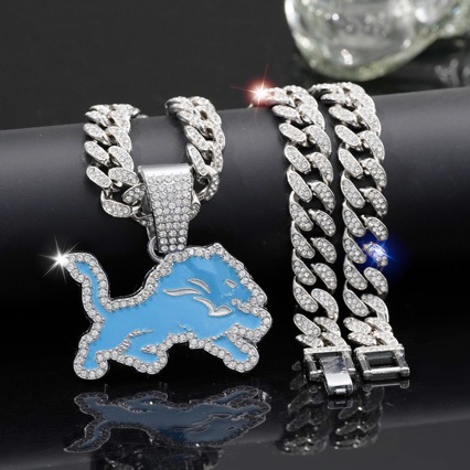 Wholesale Blue Lion Hip Hop Cuban Chain Necklace