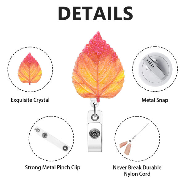 Wholesale Maple leaf leaf iridescent gradient glitter badge, easy-open buckle, office ID card, medical gift, student easy-open beauty