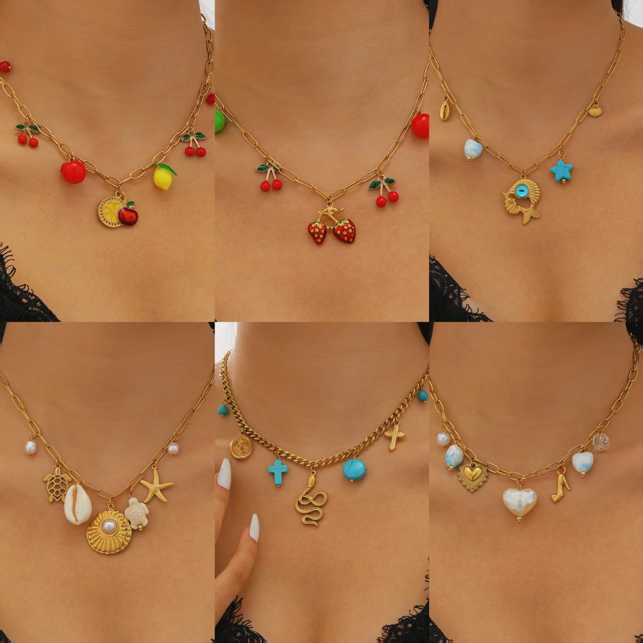 Wholesale Ft Geometric Pendant Clavicle Necklace