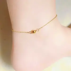 J05050-Strap Beaded Anklet - Gold