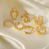 Wholesale PVD Coated Real Gold Plated Geometric 304 Stainless Steel Retro Vacation Commute Waterproof Non Tarnish Rings