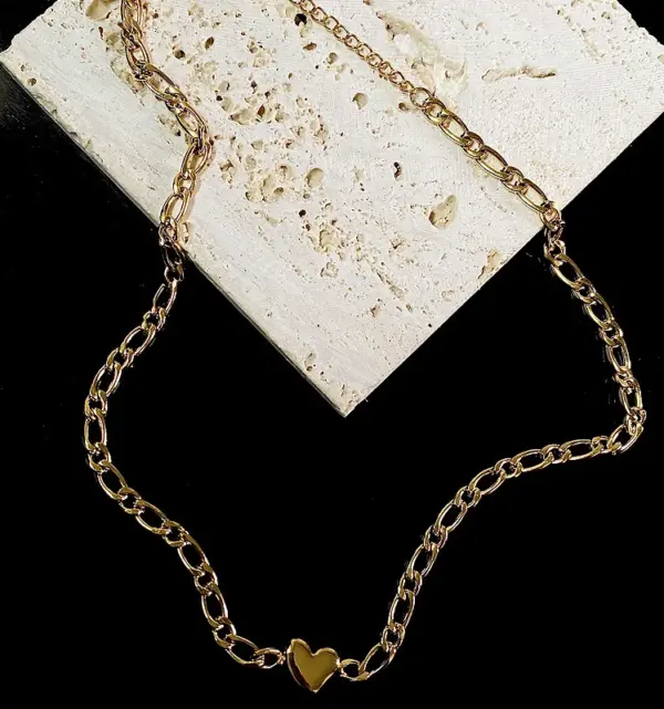 Wholesale PVD Coated Real Gold Plated 18K Gold Heart 304 Stainless Steel Titanium Steel Waterproof Non Tarnish Necklace