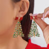 Wholesale Colorful rhinestone Christmas tree earrings