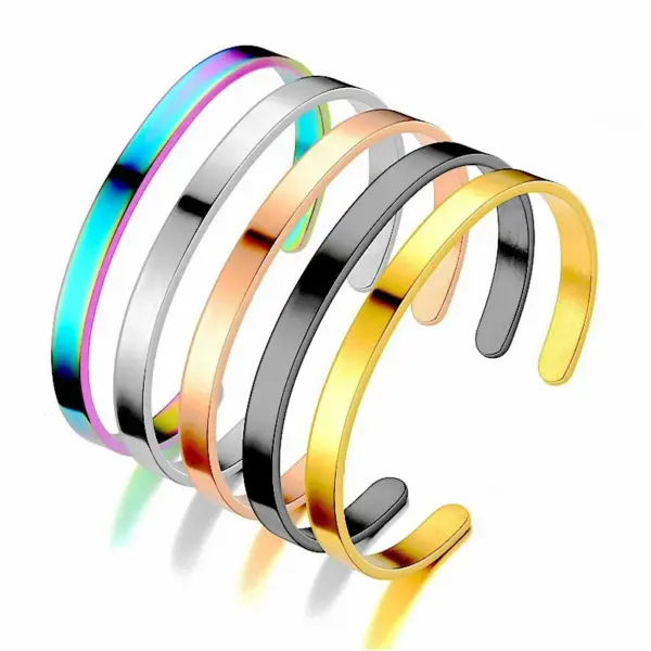 Wholesale Simple Style Solid Color Stainless Steel Plating Bangle 1 Piece