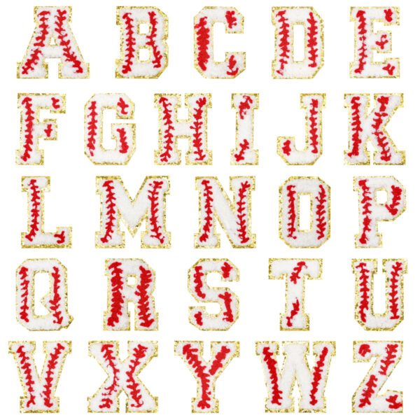 Wholesale 26 Baseball Alphabet Stickers with English Embroidery