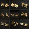 Wholesale PVD Coated 18K Gold Real Gold Plated Animal 304 Stainless Steel Casual Cute Waterproof Non Tarnish Ear Studs