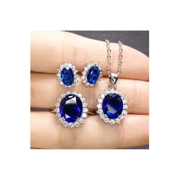 Copper Plating Artificial Gemstones Crystal Jewelry Sets