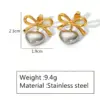 Wholesale Ion Plating (IP) 18K Gold Plated Heart Shape Bow Knot 304 Stainless Steel Elegant Glam Classic Style Waterproof Non Tarnish Drop Earrings