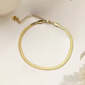 【XKB0204】4mm Blade Chain Bracelet / Gold