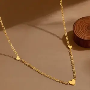 X0142-Three Hearts-Necklace- Gold