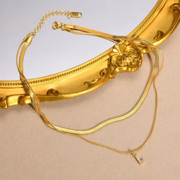 Wholesale 201 Stainless Steel INS Style Simple Style Plating Inlay Letter Zircon Layered Necklaces