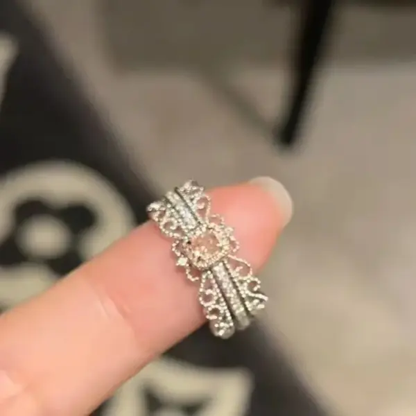Wholesale Elegant Sweet Oval Crown Copper Plating Inlay Rhinestones Open Rings