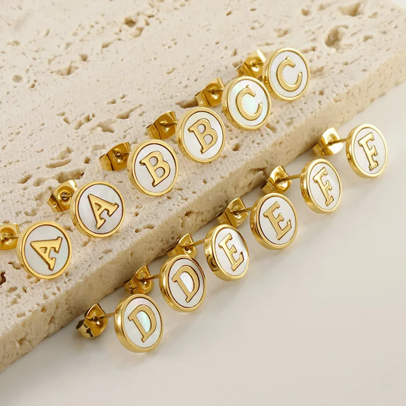 Wholesale Fashion Letter Titanium Steel Plating Ear Studs 1 Pair